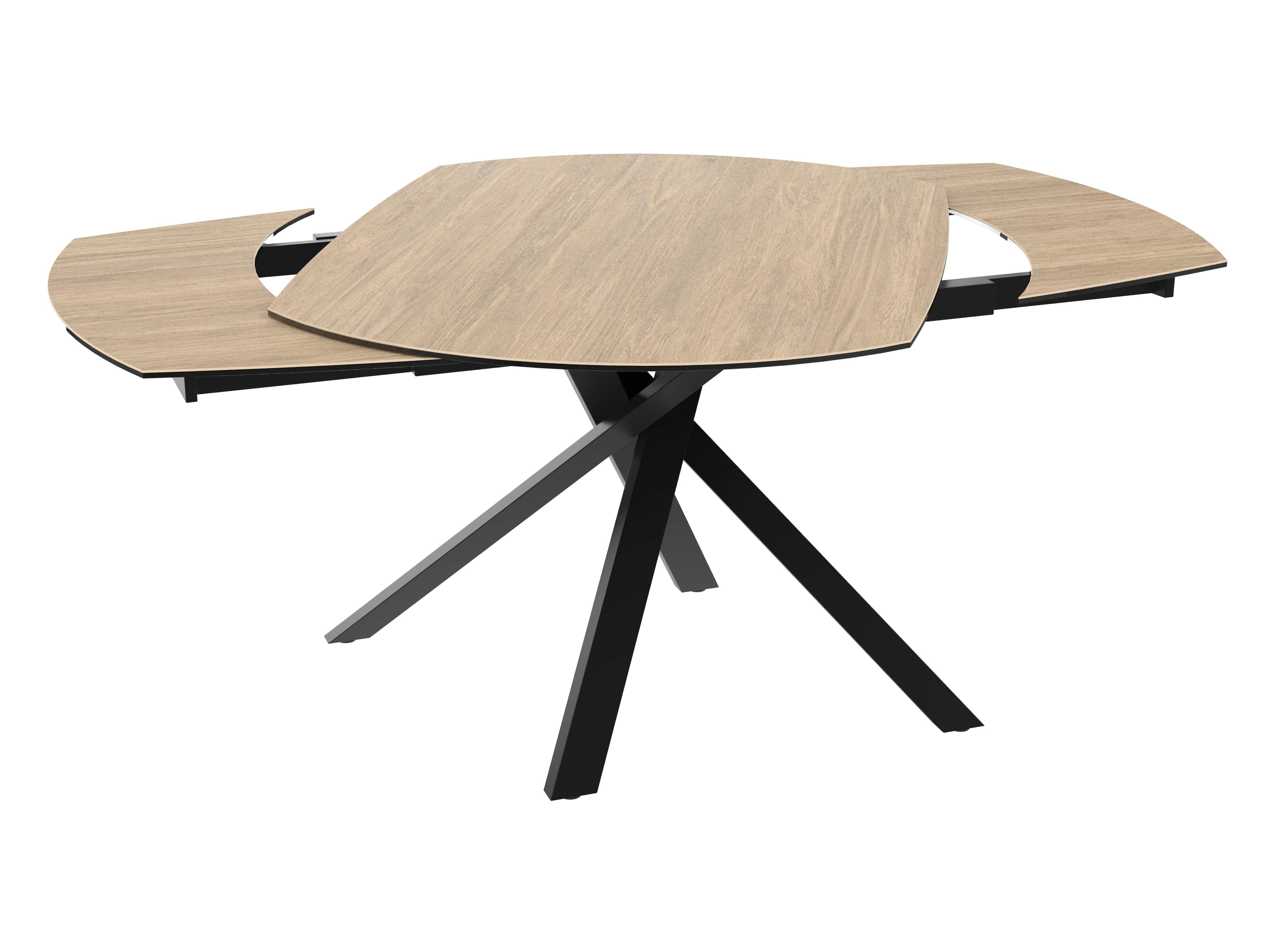 Table céramique avec allonges effet bois chêne clair KHEOPS