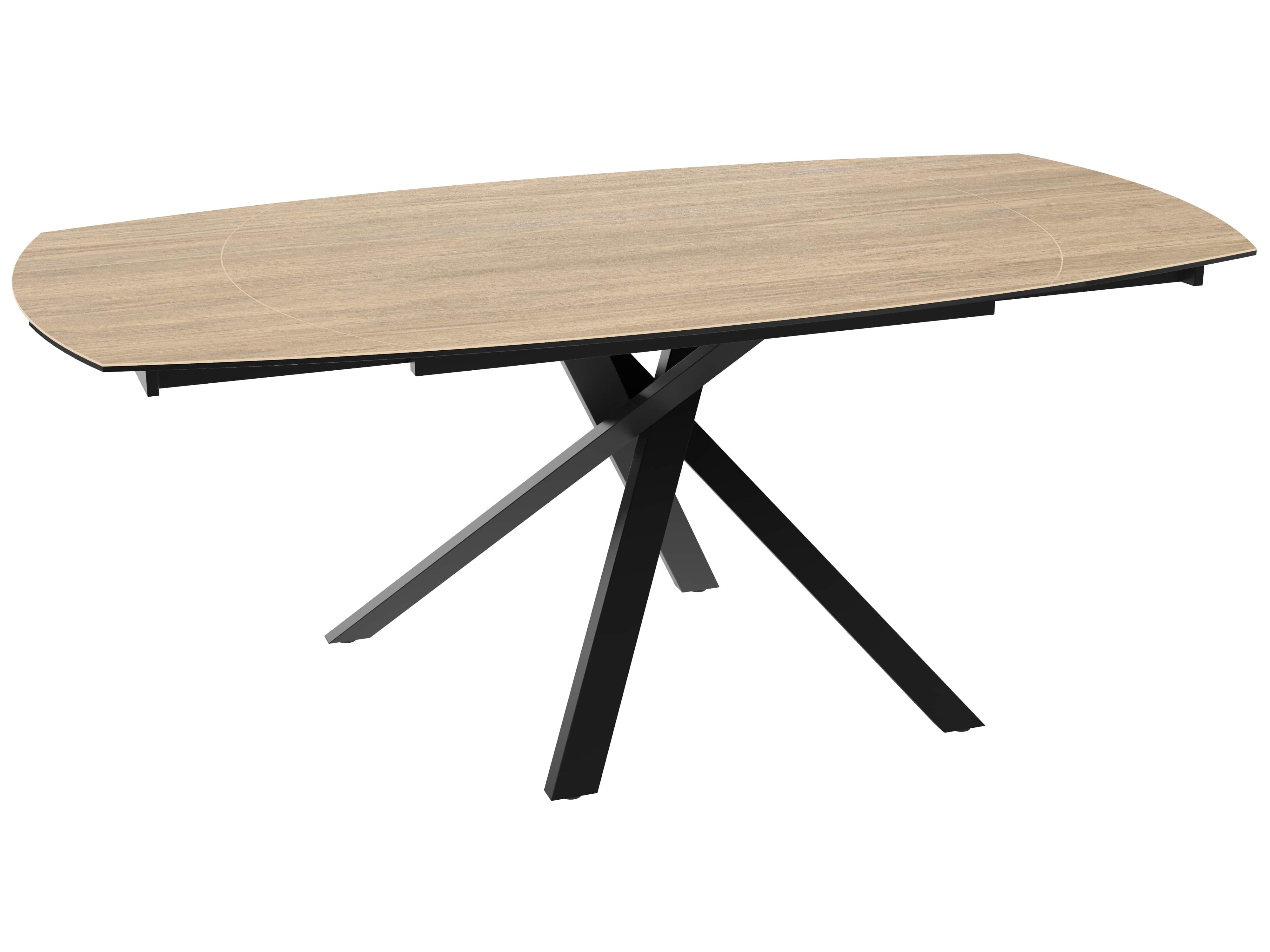 Table céramique avec allonges effet bois chêne clair KHEOPS