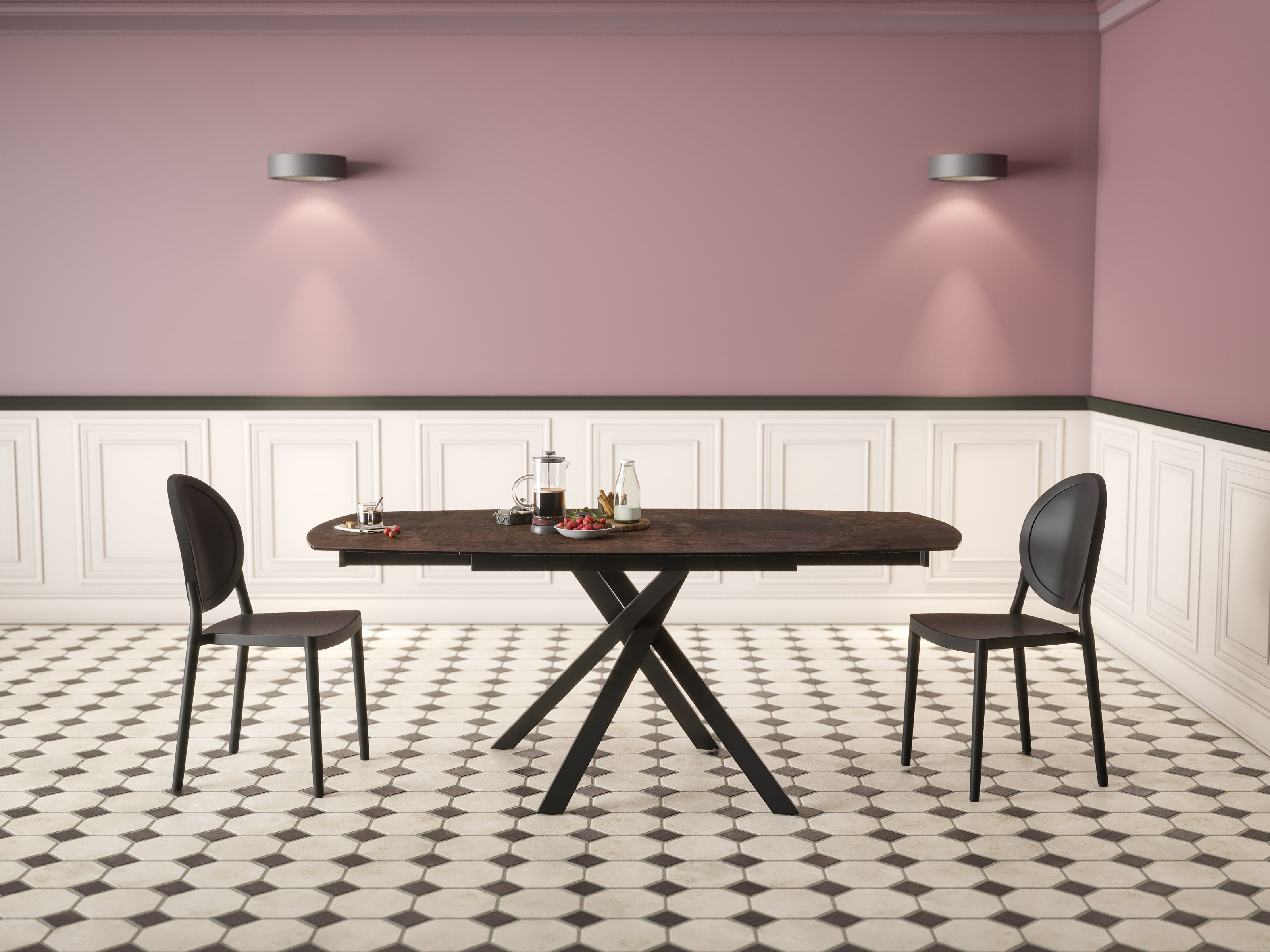 Table céramique extensible effet acier rouillé KHEOPS