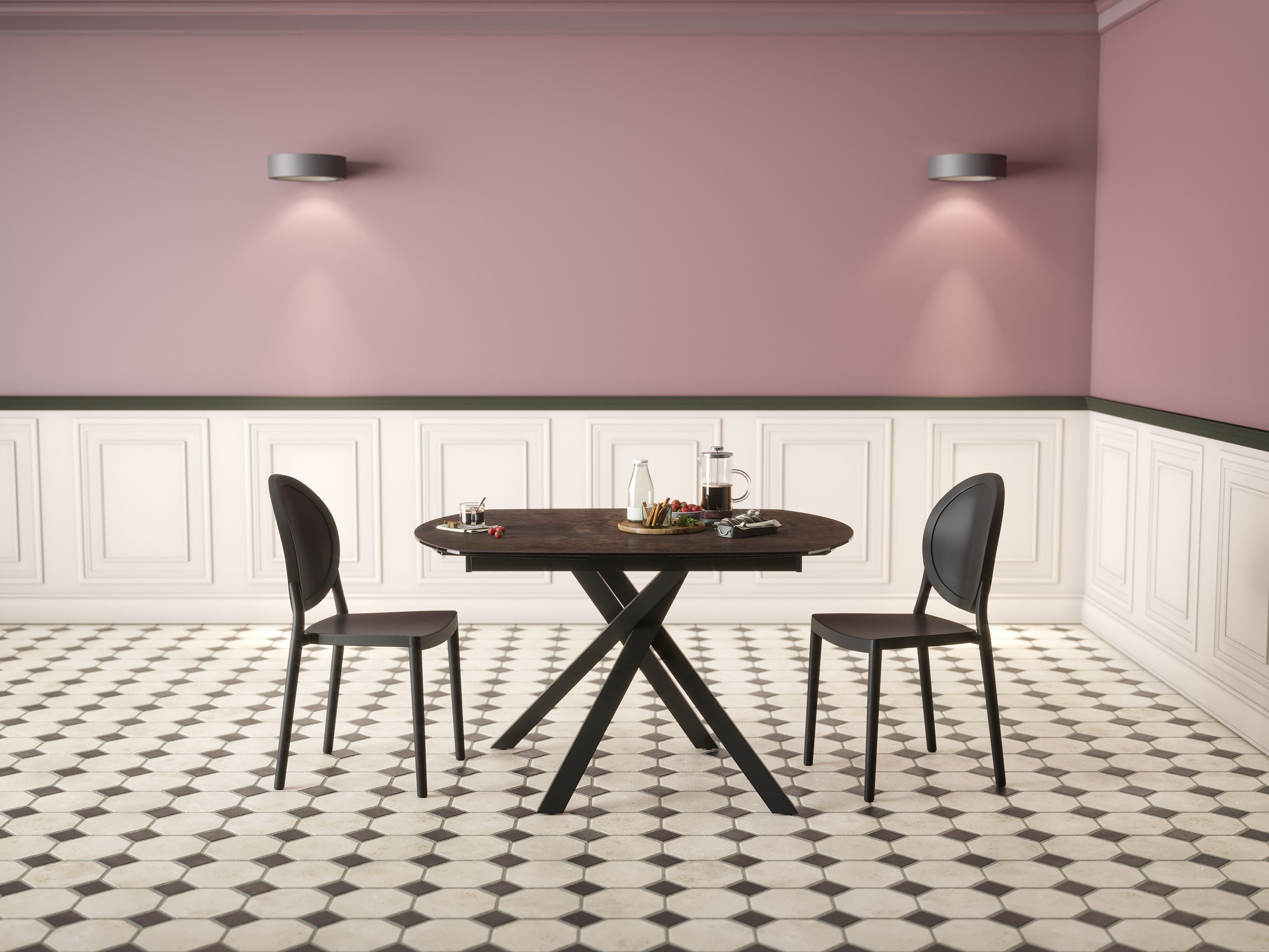 Table céramique extensible effet acier rouillé KHEOPS