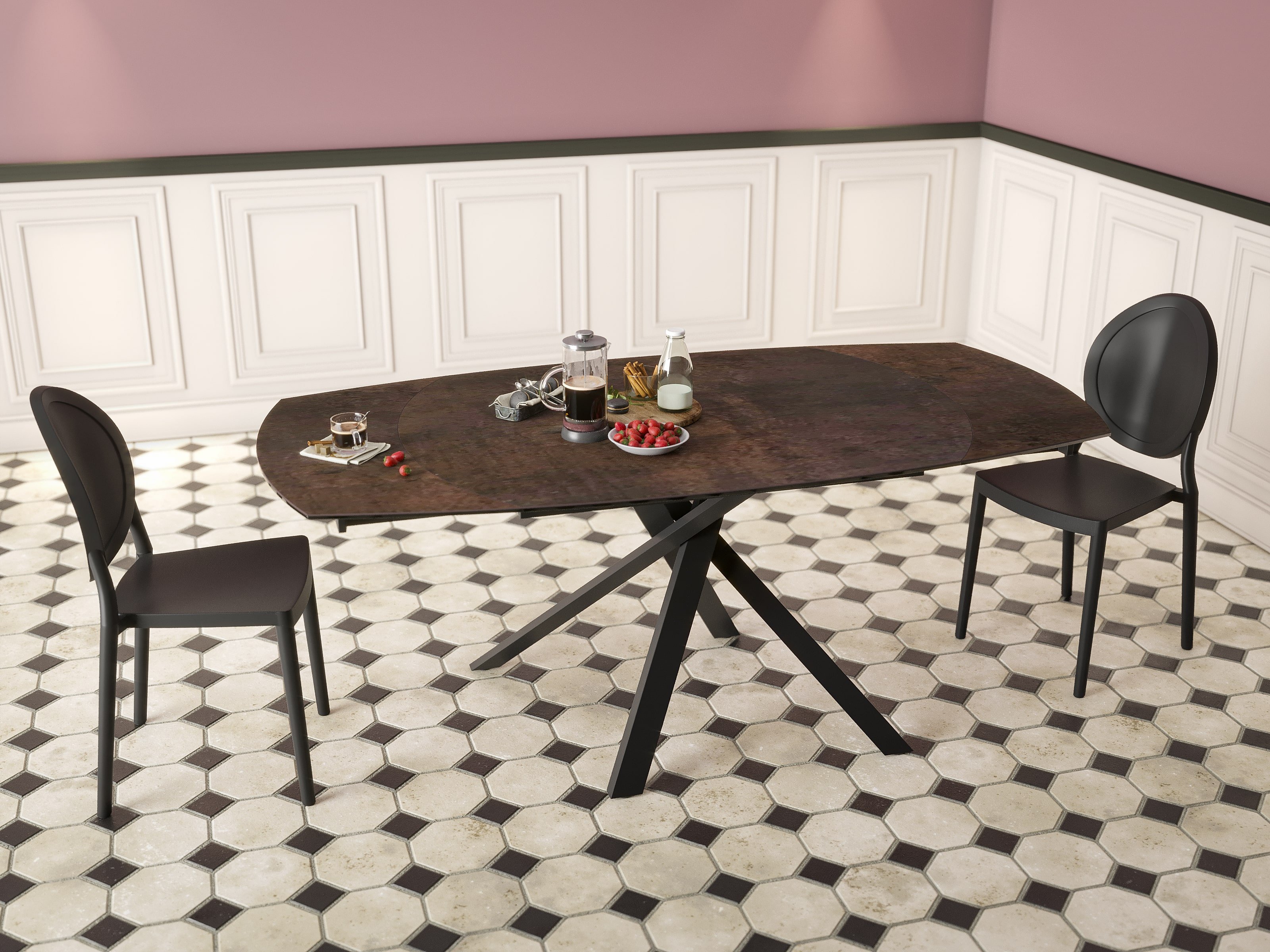 Table céramique extensible effet acier rouillé KHEOPS