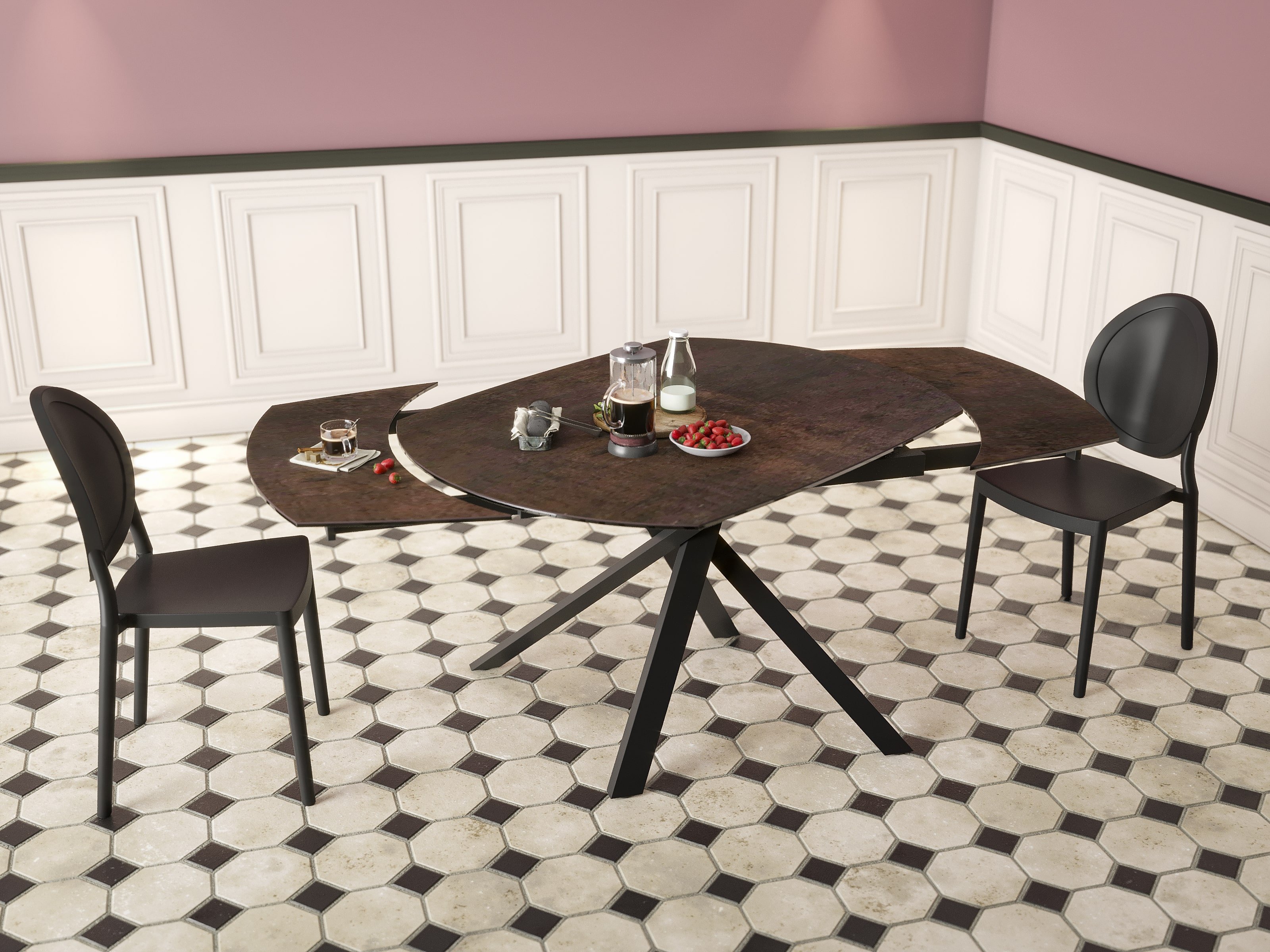 Table céramique extensible effet acier rouillé KHEOPS
