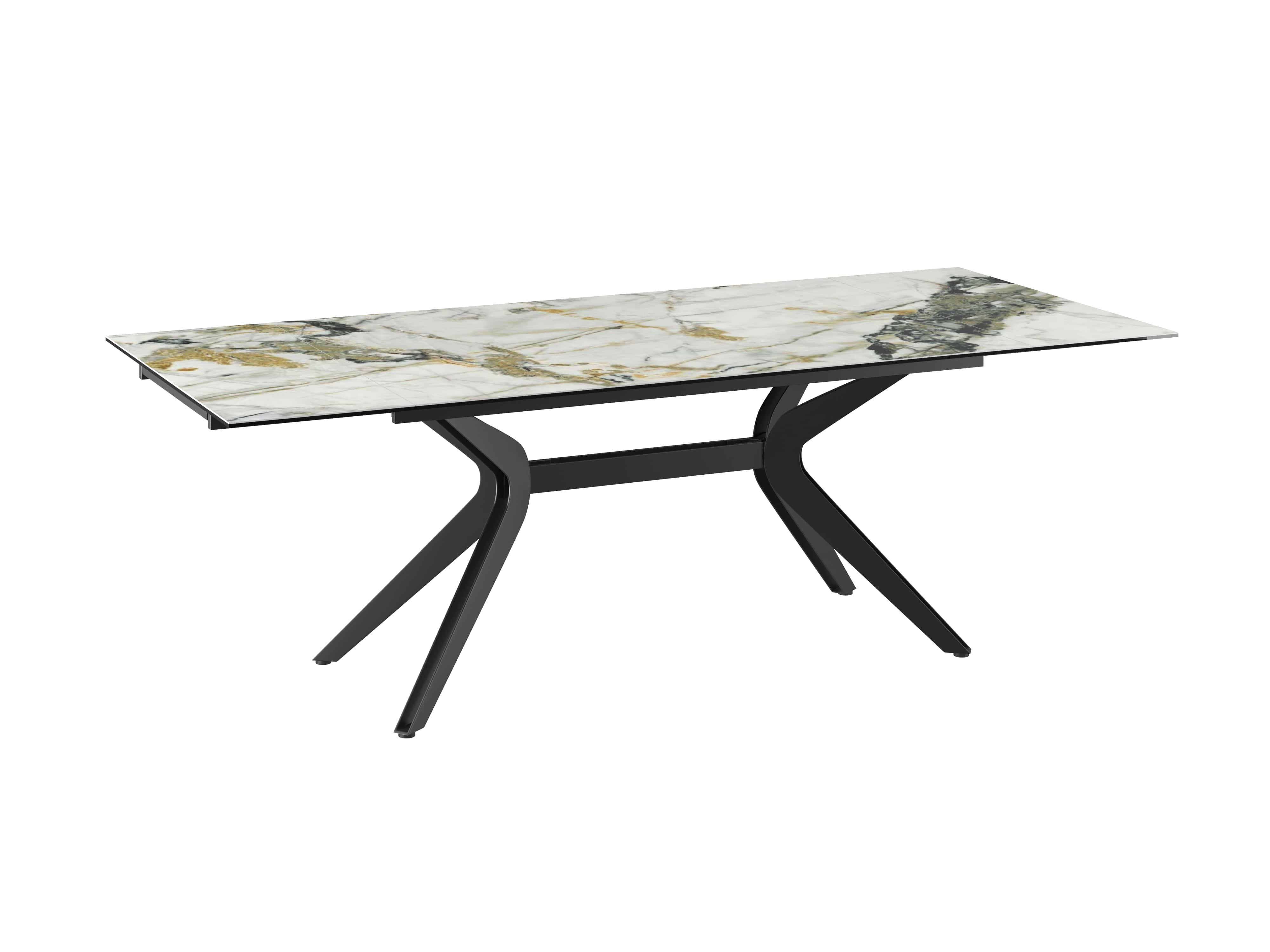 Table céramique brillante marbrée blanche extensible IMPULSION