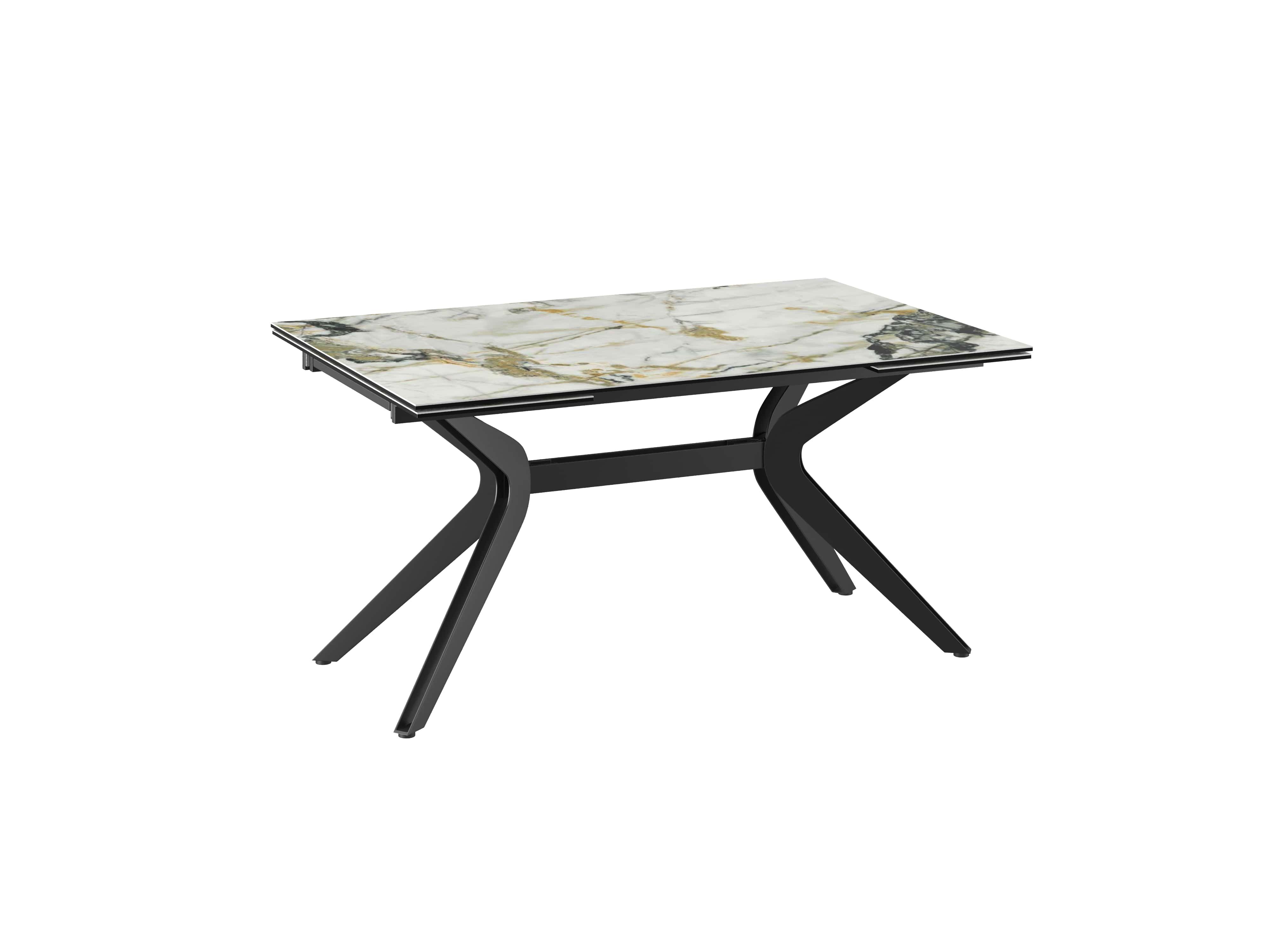 Table céramique brillante marbrée blanche extensible IMPULSION