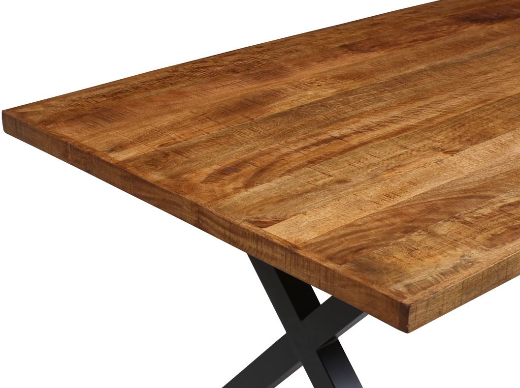 Table à manger industrielle plateau rectangulaire bois massif BASTIA
