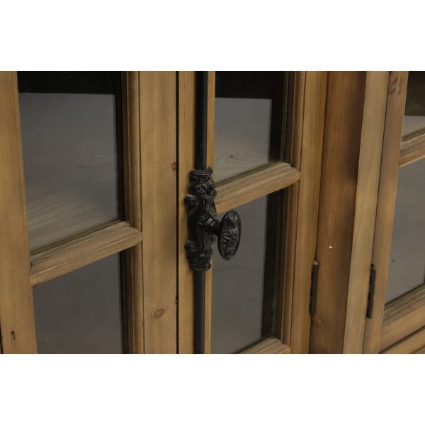 Buffet industriel en bois massif avec portes vitrées 200cm PARYLAN