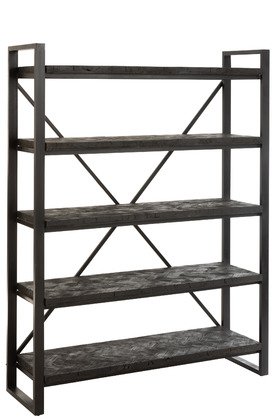 Etagère industrielle en bois de manguier noir et métal JACK