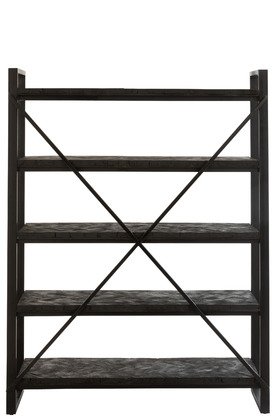 Etagère industrielle en bois de manguier noir et métal JACK