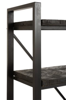 Etagère industrielle en bois de manguier noir et métal JACK