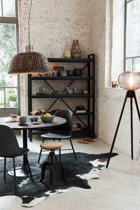 Etagère industrielle en bois de manguier noir et métal JACK
