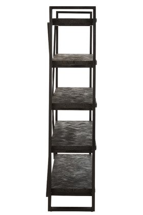 Etagère industrielle en bois de manguier noir et métal JACK