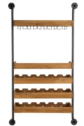 Etagère murale porte bouteilles industrielle bois et métal WINE