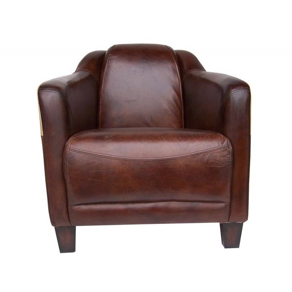 Fauteuil cigare cuir marron avec poche HORSE