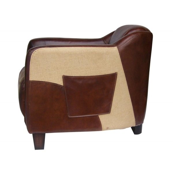 Fauteuil cigare cuir marron avec poche HORSE