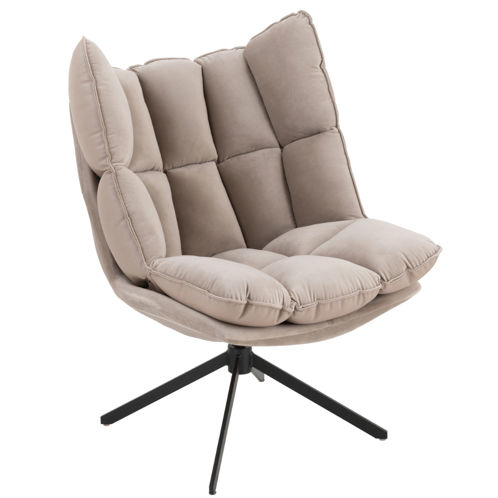 Fauteuil pivotant réversible velours et simili cuir gris clair JEY