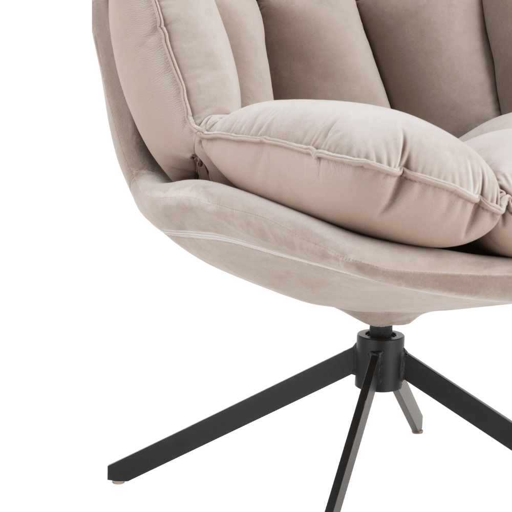 Fauteuil pivotant réversible velours et simili cuir gris clair JEY