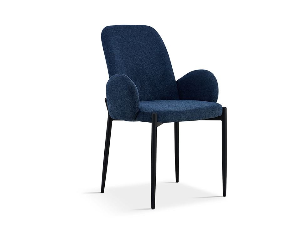 Chaise fauteuil moderne en tissu VALENTINE-Bleu