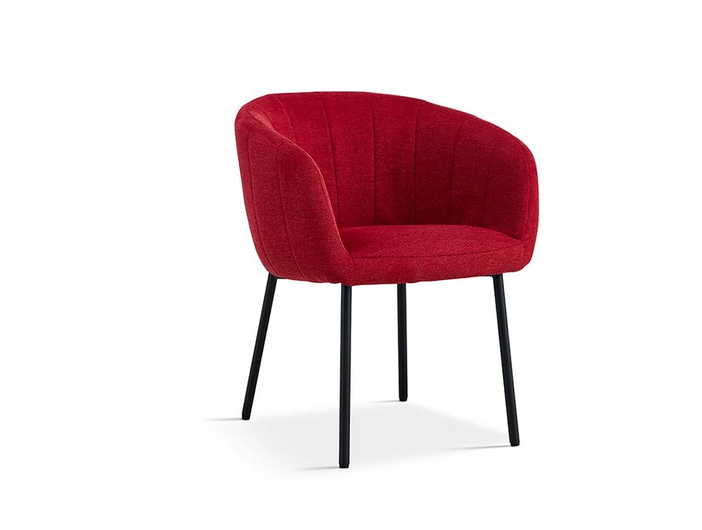 Lot de 2 chaises fauteuils design matelassée tissu rouge GIA