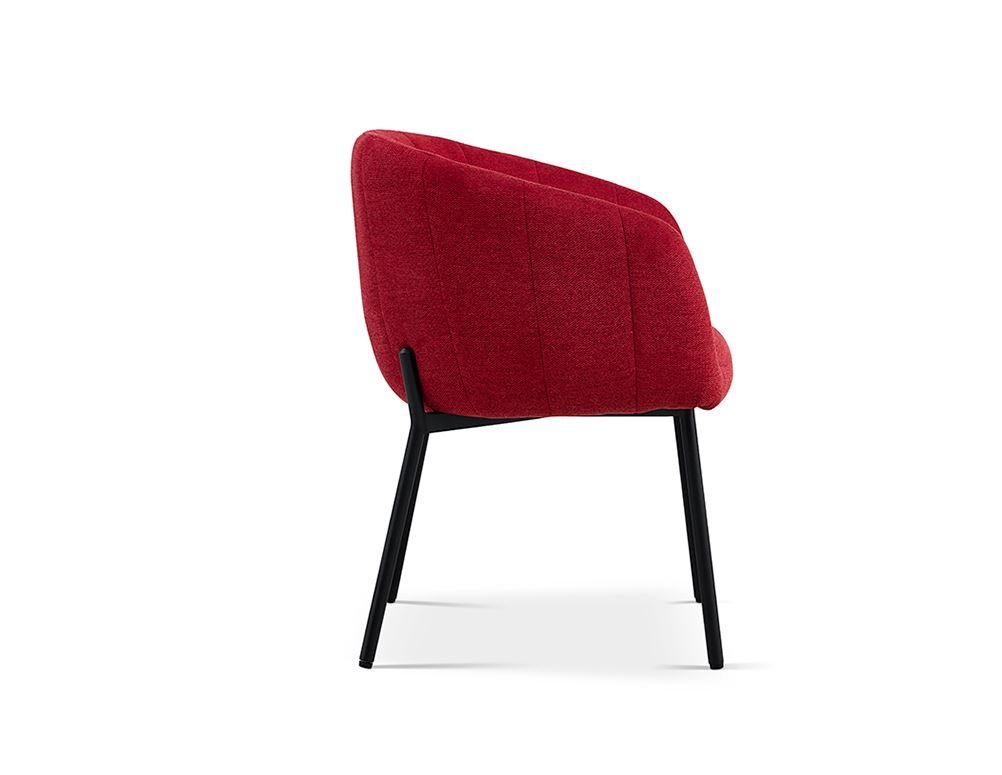 Lot de 2 chaises fauteuils design matelassée tissu rouge GIA