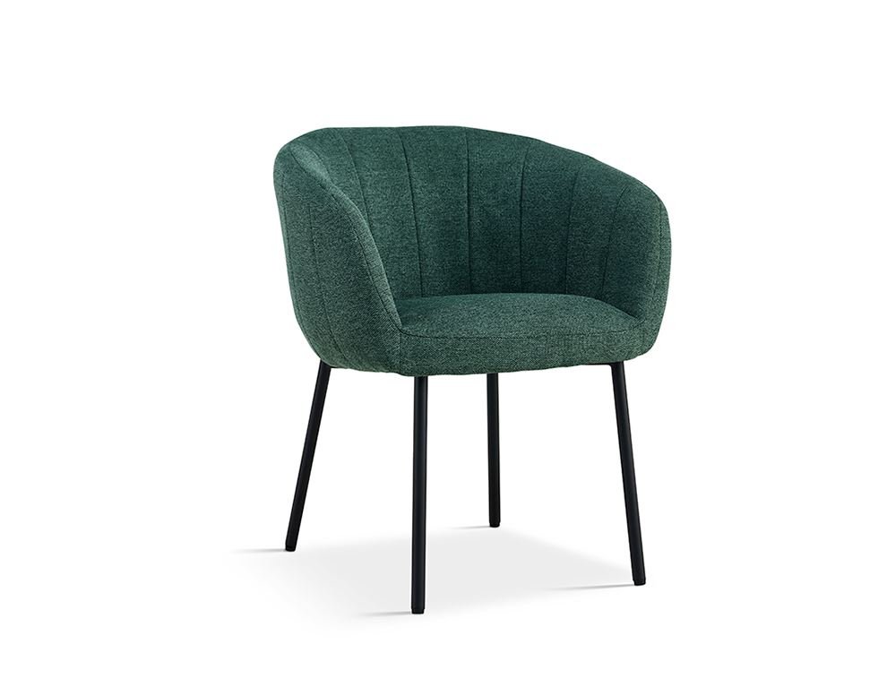 Lot de 2 chaises fauteuils design matelassée tissu vert GIA