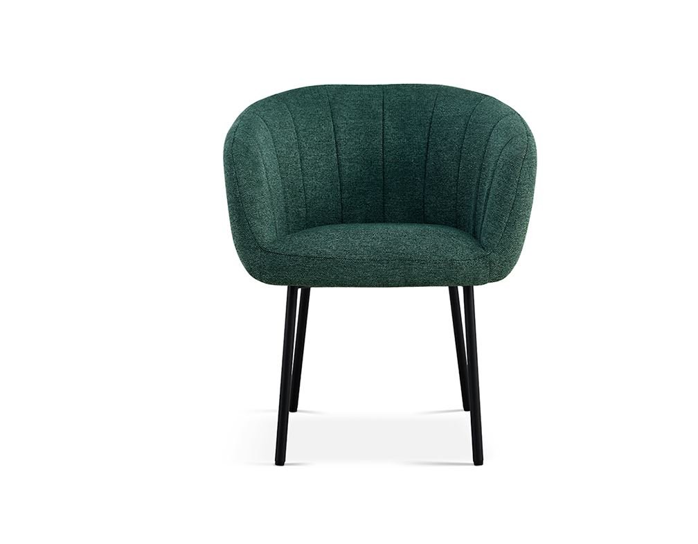 Lot de 2 chaises fauteuils design matelassée tissu vert GIA