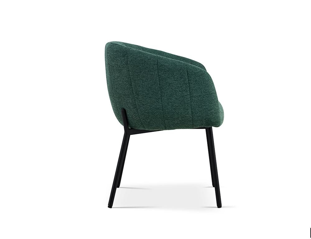 Lot de 2 chaises fauteuils design matelassée tissu vert GIA