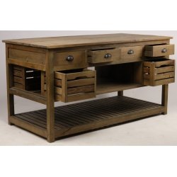 ilot en bois pin recyclé industriel MILENA