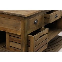 ilot en bois pin recyclé industriel MILENA