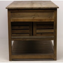 ilot en bois pin recyclé industriel MILENA