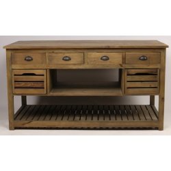 ilot en bois pin recyclé industriel MILENA