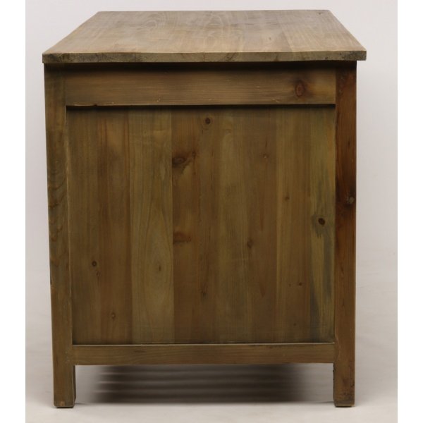 Ilot de cuisine en bois massif recyclé style industriel 150cm MIOREL