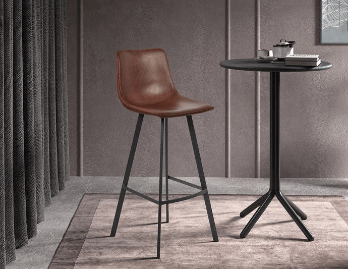 Lot de 2 Chaises de bar marron style vintage HIPSTER 78 cm 