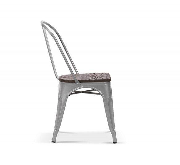 Chaise grise en métal et bois massif style industriel HIPSTER