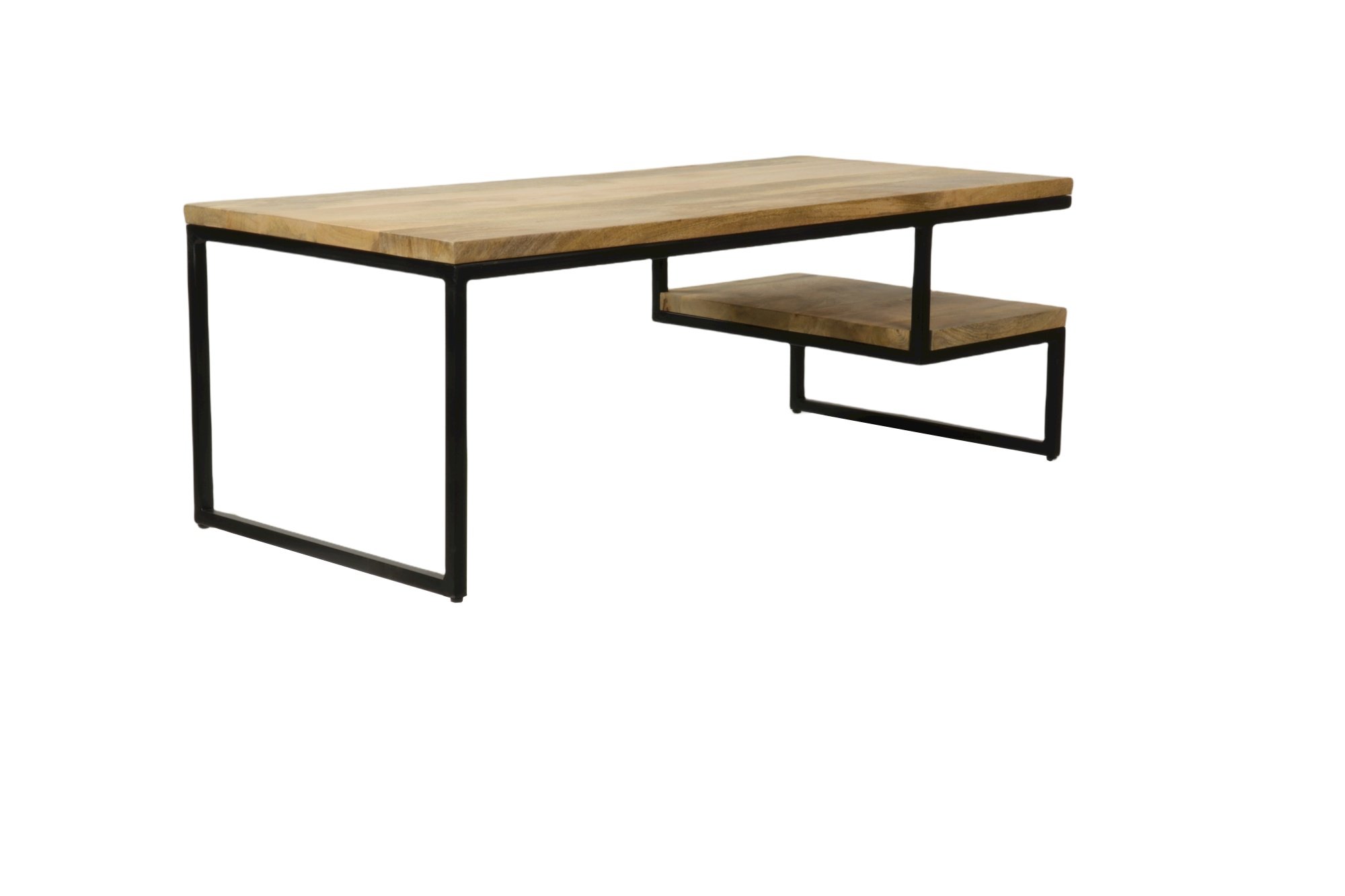 Table basse industrielle rectangulaire en bois et métal ALICE