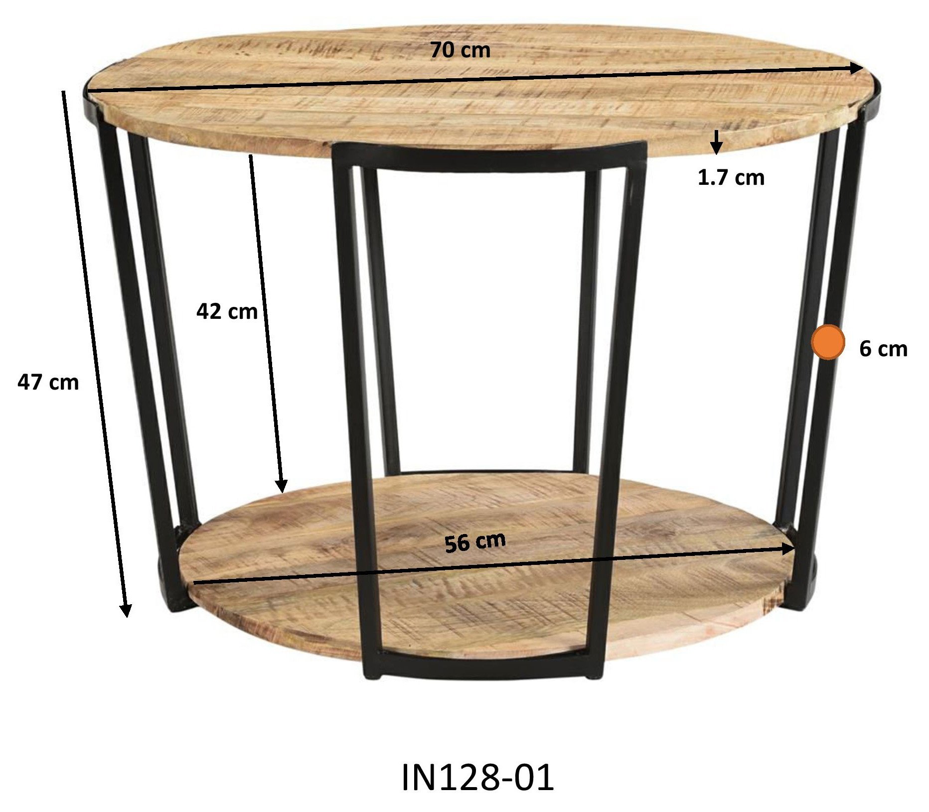 Table basse ronde industrielle bois et métal 70cm MIRAGE