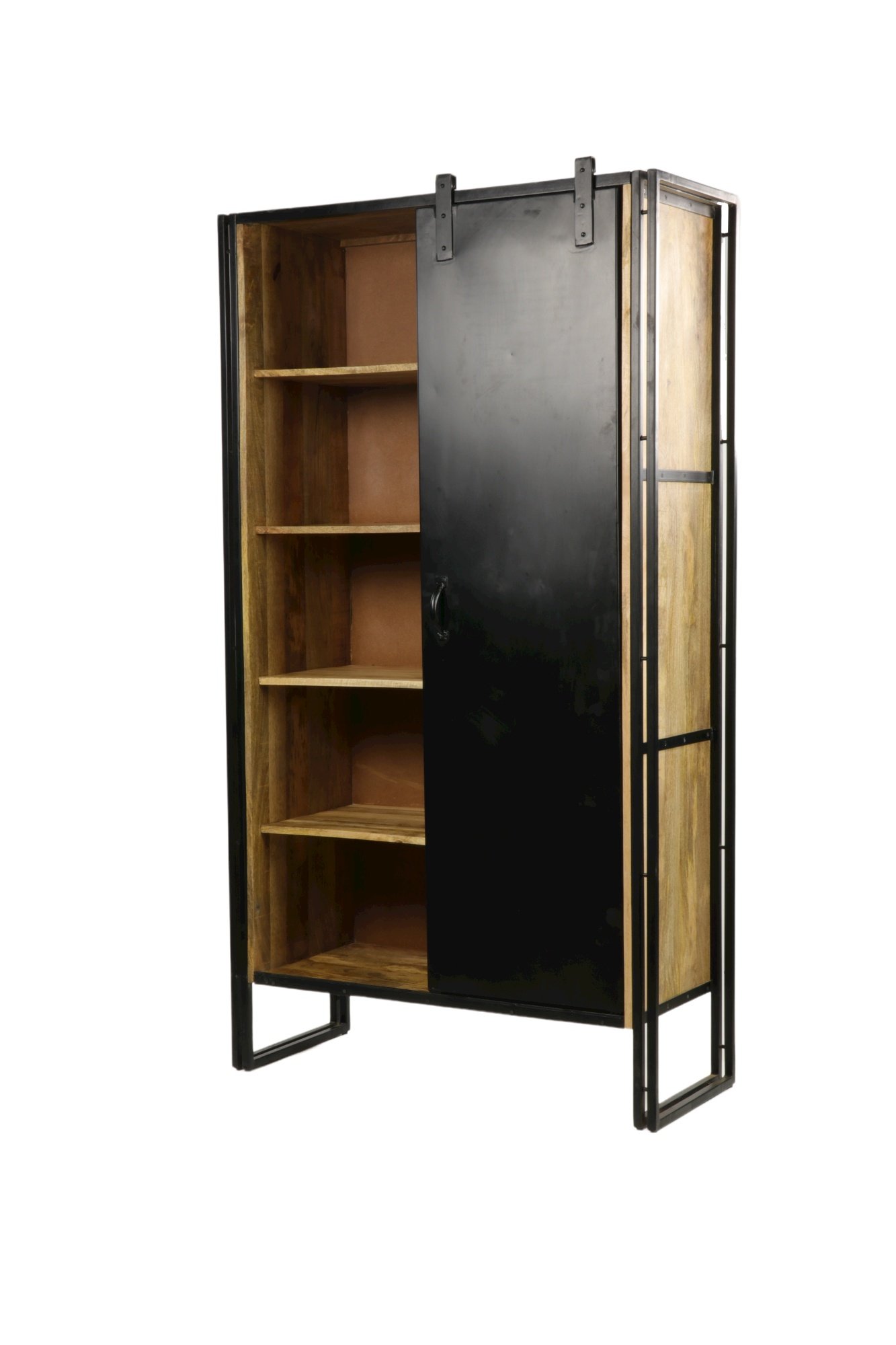 Armoire industrielle porte coulissante métal et bois 195cm ESTHER