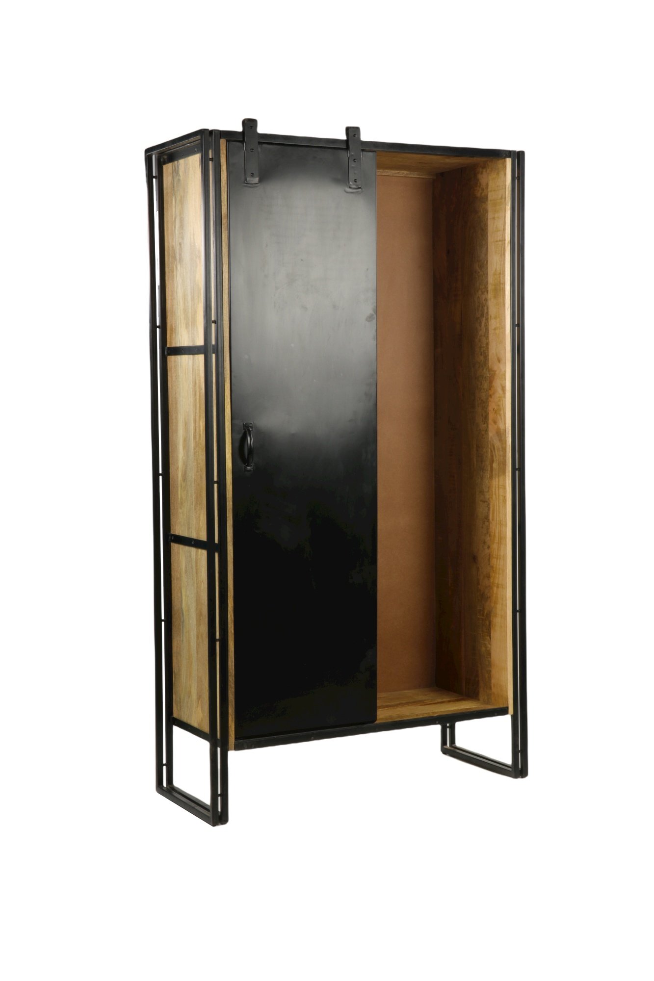 Armoire industrielle porte coulissante métal et bois 195cm ESTHER