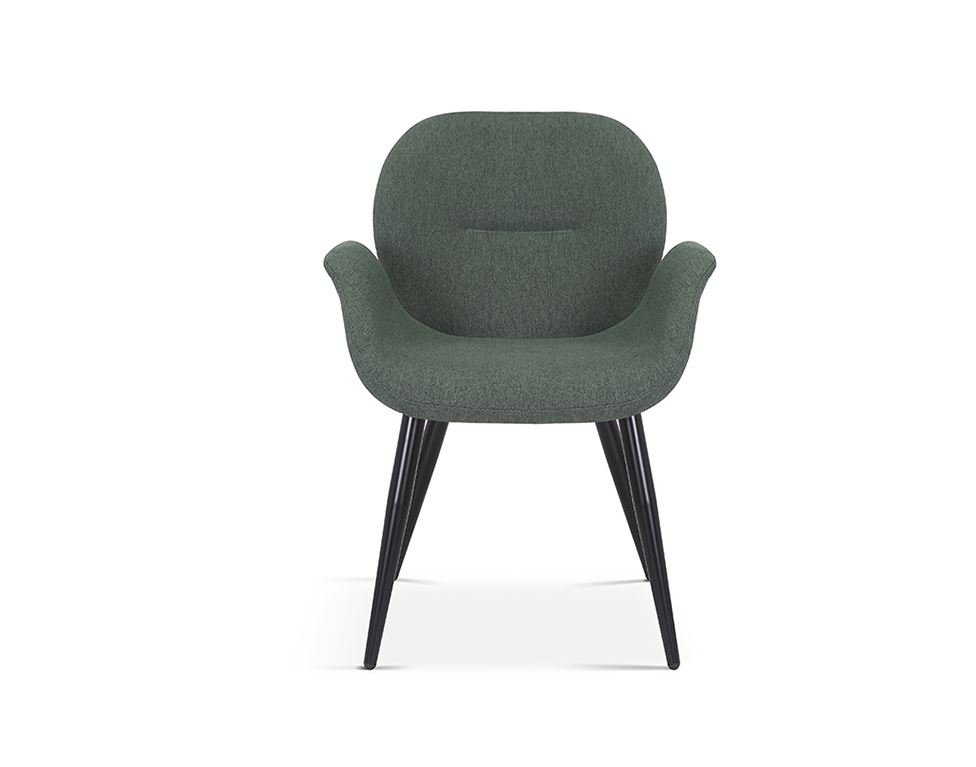 Lot de 2 chaises fauteuils tissu vert moderne LEY