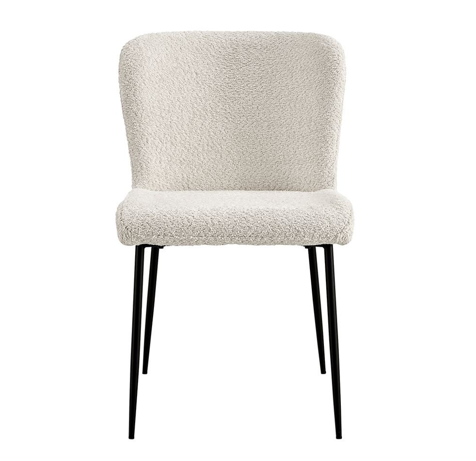 Lot de 2 chaises modernes en tissu teddy blanc ELIN