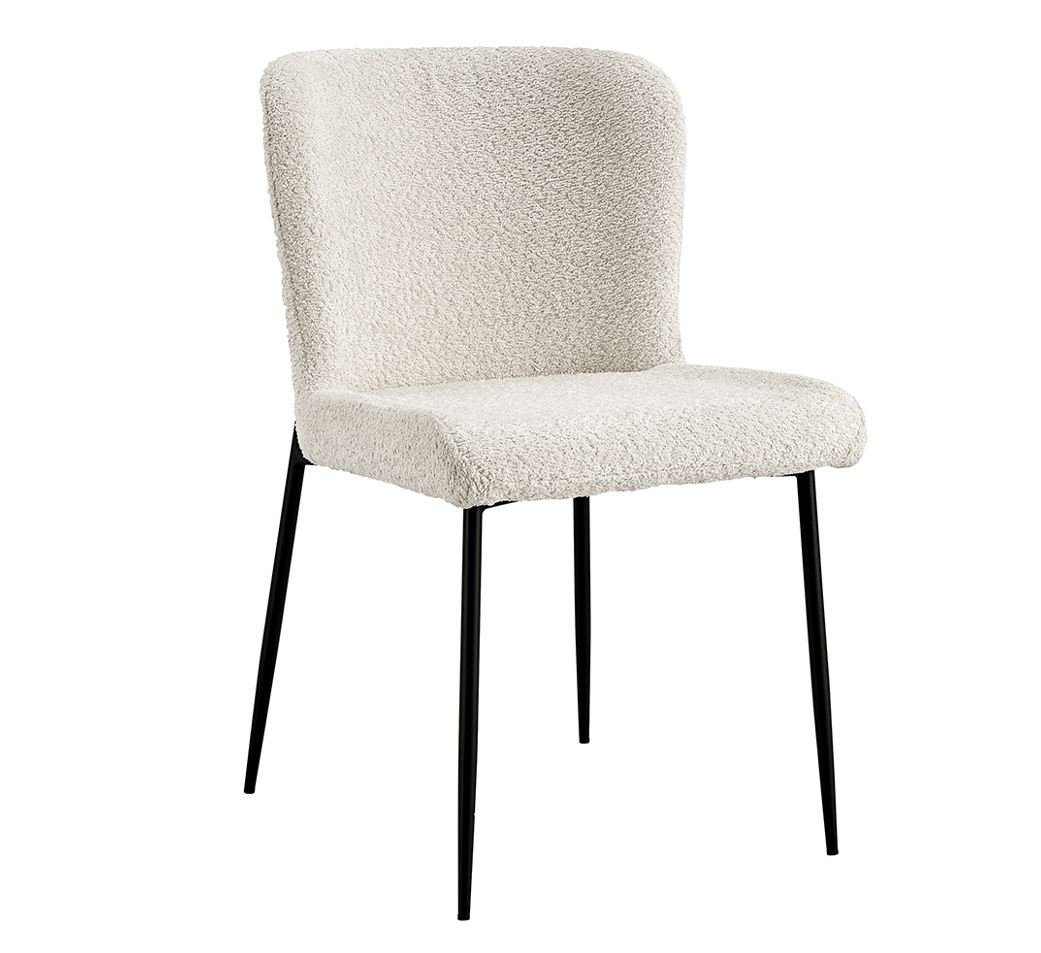 Lot de 2 chaises modernes en tissu teddy blanc ELIN