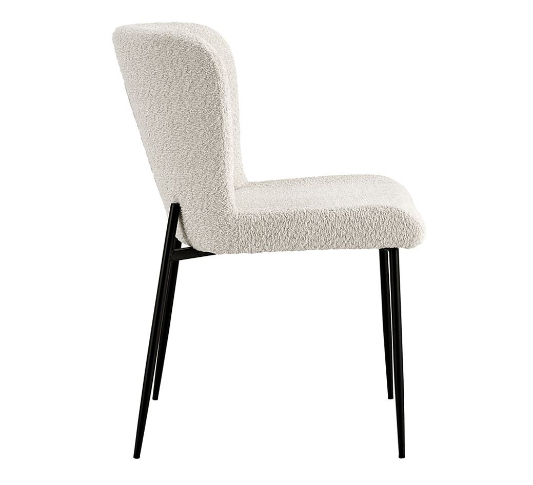 Lot de 2 chaises modernes en tissu teddy blanc ELIN