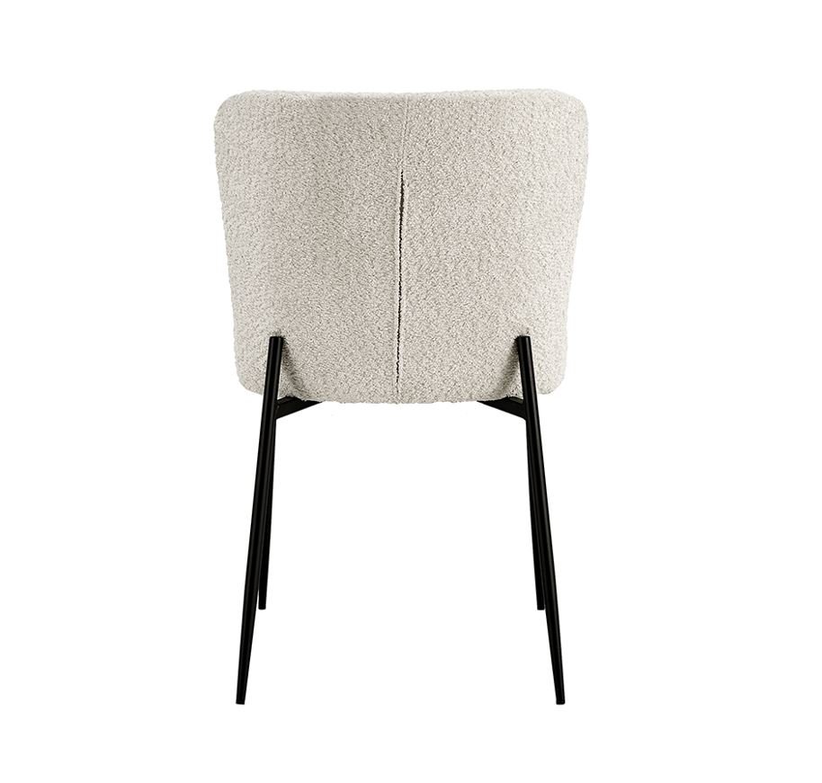 Lot de 2 chaises modernes en tissu teddy blanc ELIN