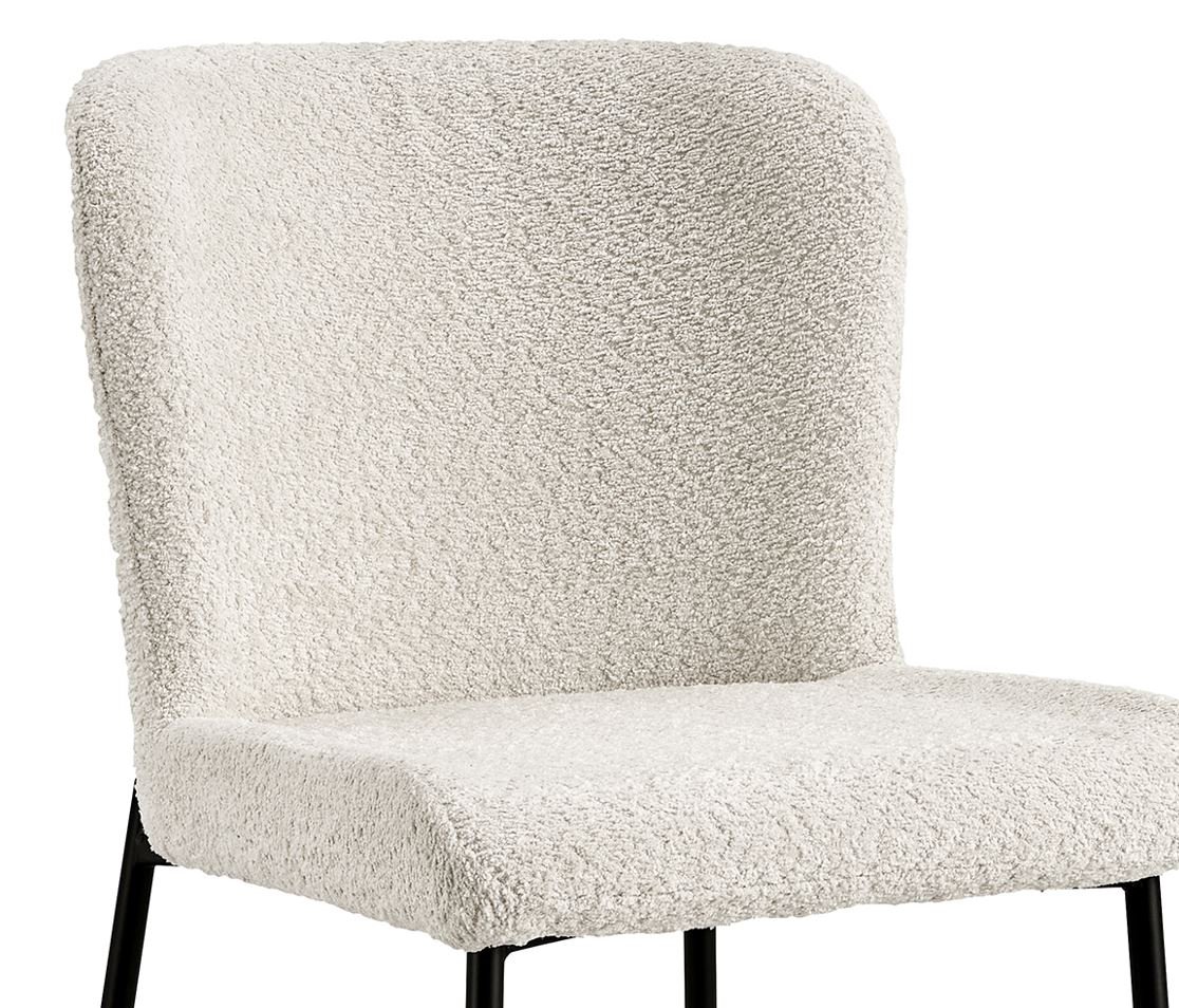 Lot de 2 chaises modernes en tissu teddy blanc ELIN