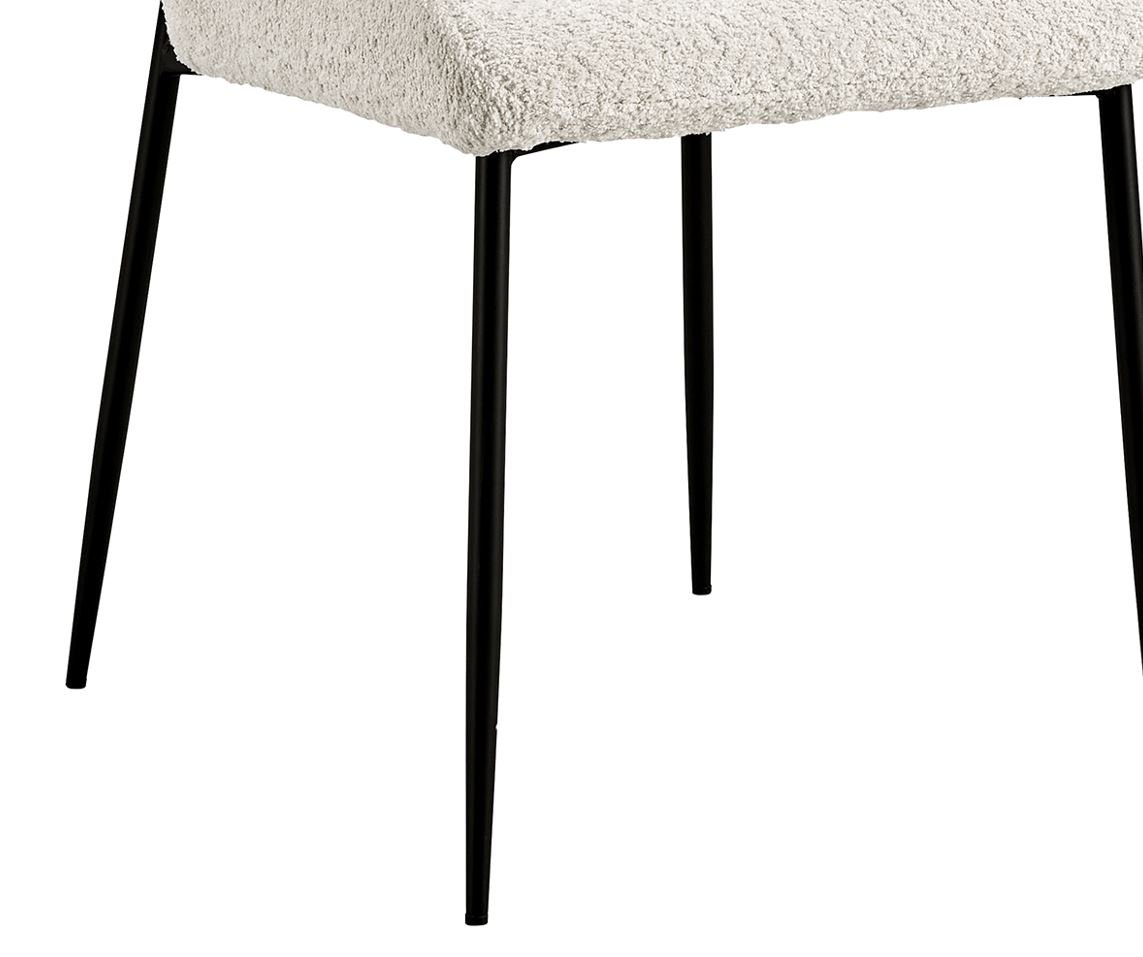 Lot de 2 chaises modernes en tissu teddy blanc ELIN
