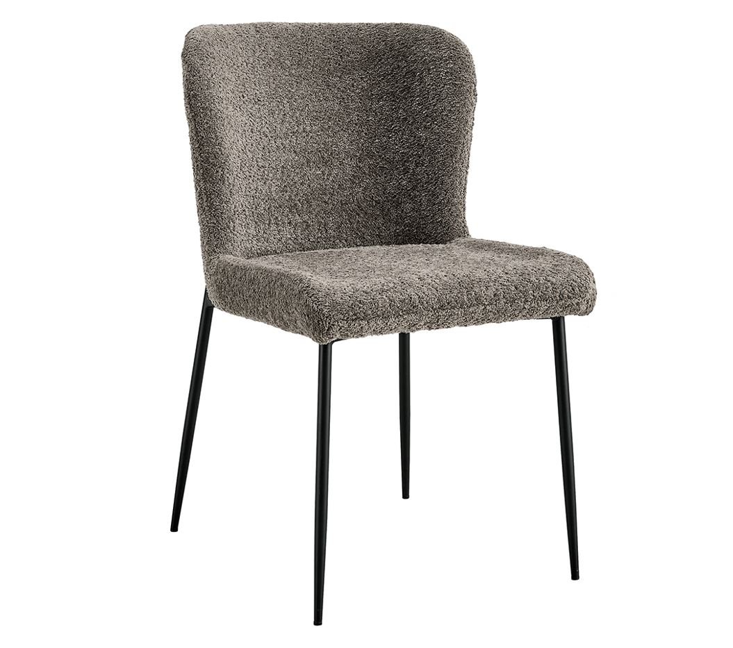 Lot de 2 chaises modernes en tissu teddy taupe ELIN