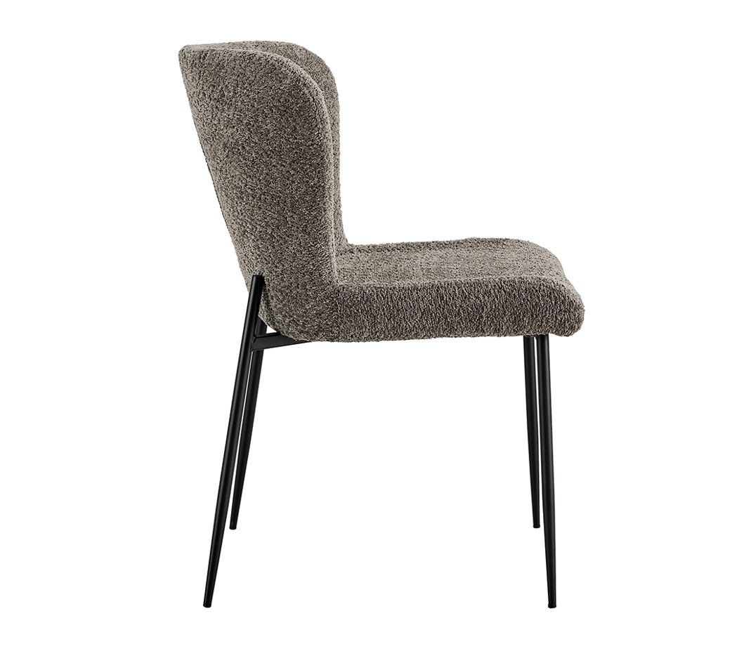 Lot de 2 chaises modernes en tissu teddy taupe ELIN