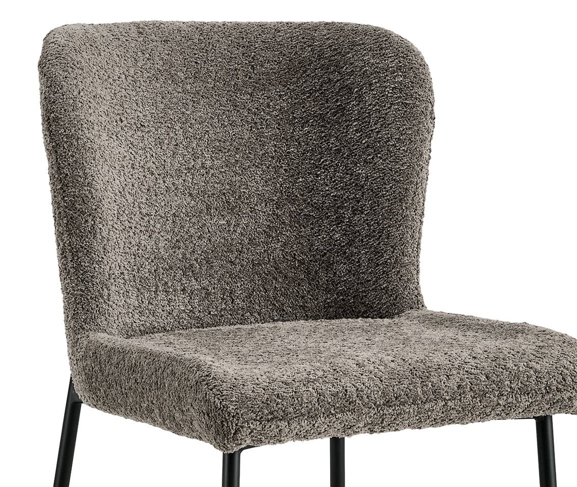 Lot de 2 chaises modernes en tissu teddy taupe ELIN
