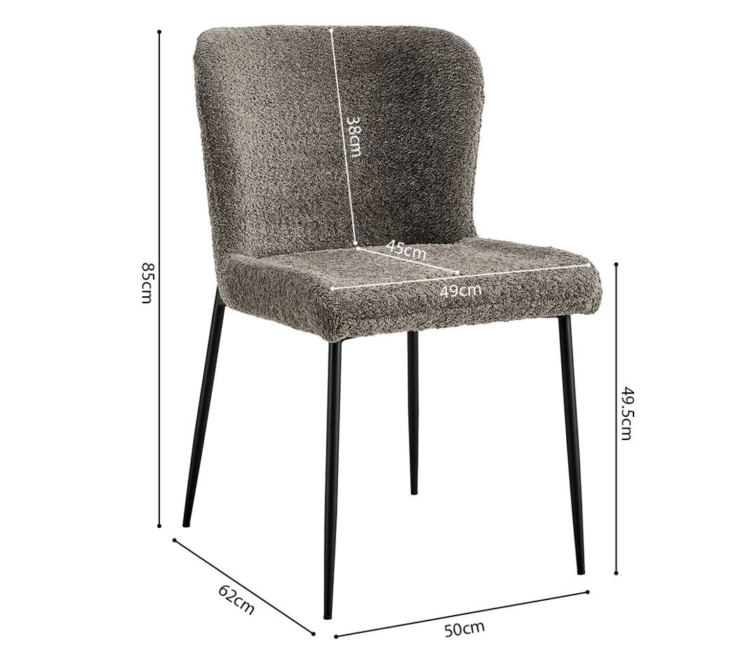 Lot de 2 chaises modernes en tissu teddy taupe ELIN