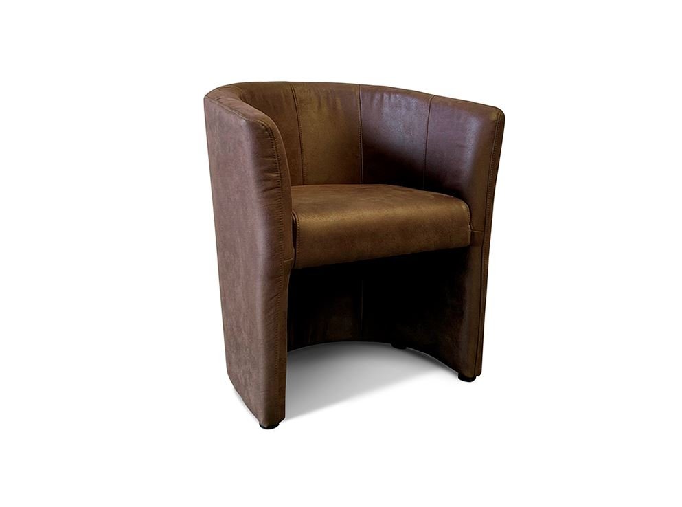 Fauteuil cabriolet similicuir marron vintage LEO