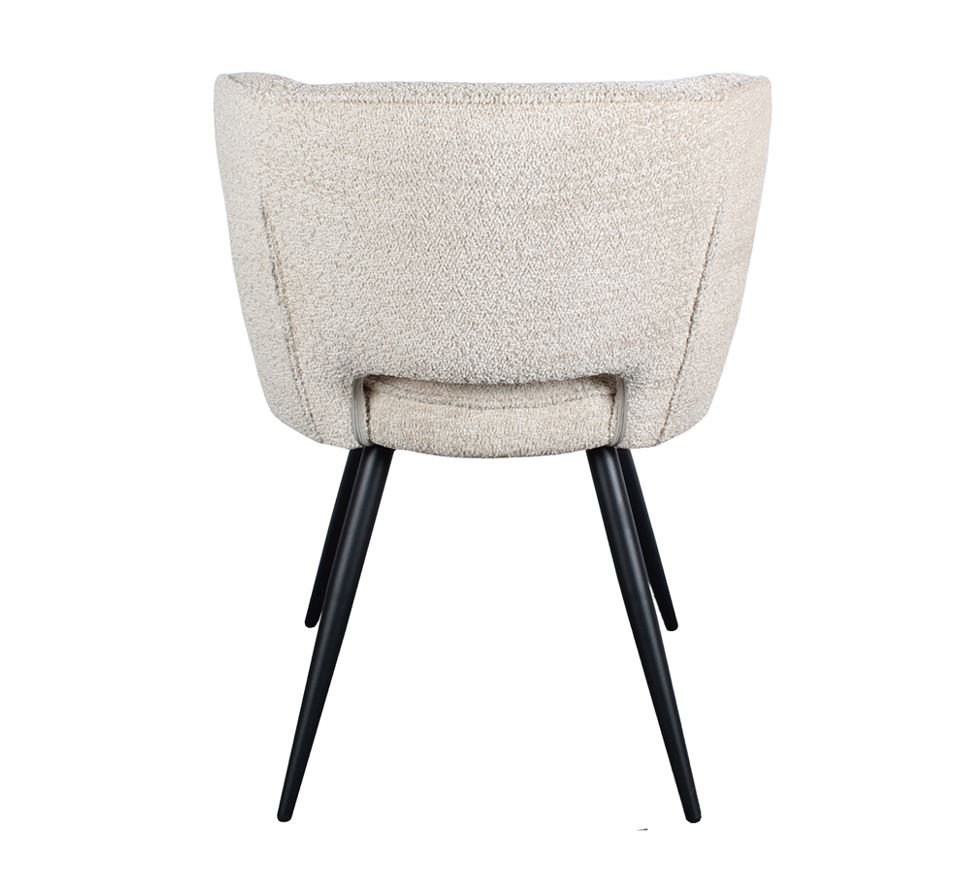 Lot de 2 chaises modernes tissu bouclé écru et pieds métal noir FREJA